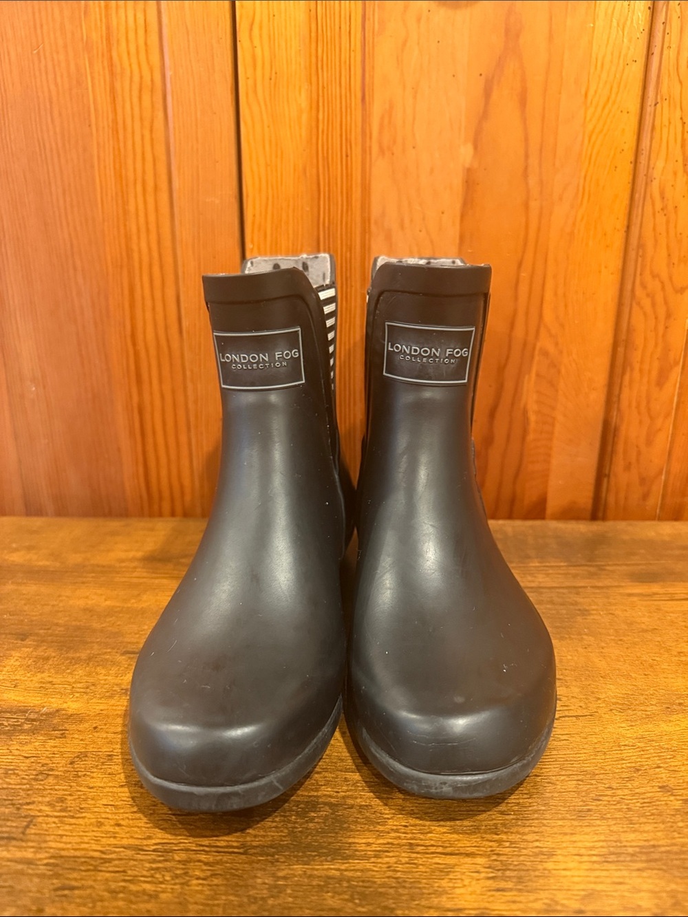 London Fog Kids Black Ankle Rain Boots